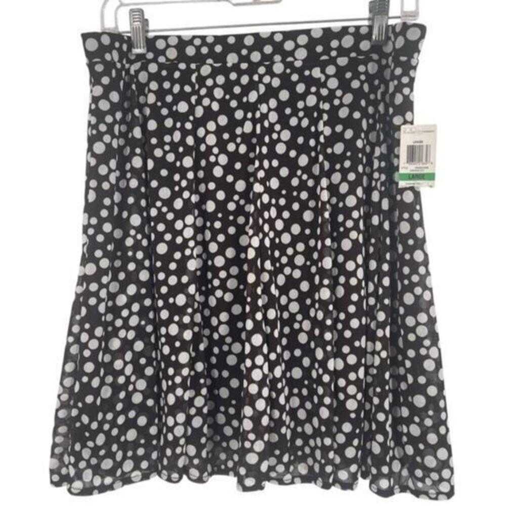 I.N.C. Black & White Polka Dot A-Line Skirt Large
